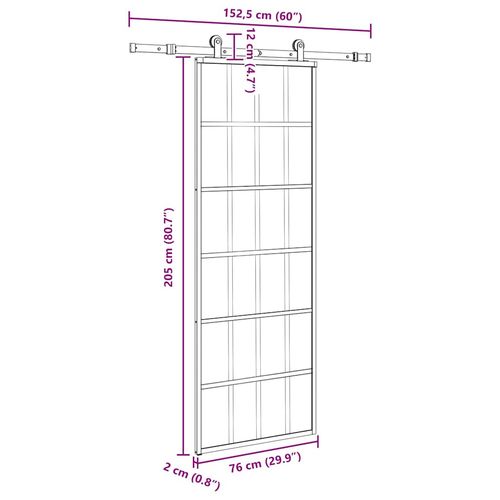 Drzwi przesuwne z osprzętem, szkło ESG i aluminium, 76x205 cm na Arena.pl