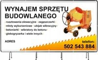 BANER REKLAMOWY 130x80cm plandeka duży wybór WYNAJEM SPRZĘTU BUDOWLANEGO