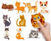 NAKLEJKI NA ZESZYT NALEPKA Z POSTACIAMI KOT KOTEK ZWIERZE WZORY 10SZT