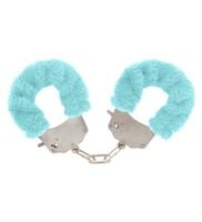 Kajdanki z futerkiem - błękitne