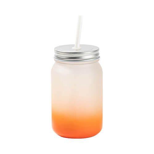 Kubek Mason Jar 450 ml szroniony bez uszka do sublimacji - pomarańczowy gradient na Arena.pl