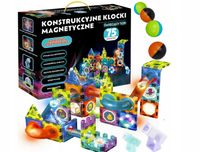 KLOCKI MAGNETYCZNE KONSTRUKCYJNE ŚWIECĄCY TOR 75el 3D MAGNETIC EDUKACYJNE
