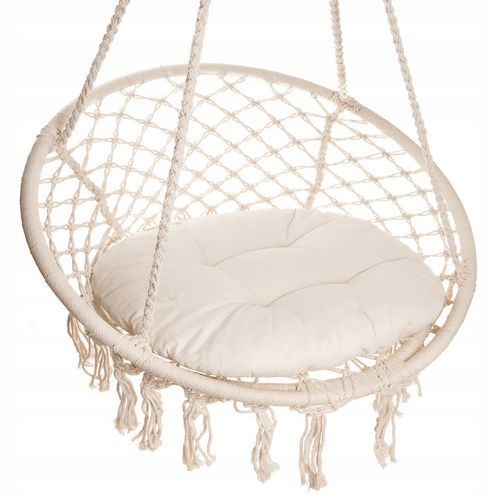 Huśtawka wisząca pleciona BOHO Ecru + Poduszka na Arena.pl