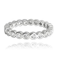 MINET Pierścien kulkowy srebrny z białymi cyrkoniami wielkość 13