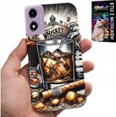 ETUI DO MOTOROLA MOTO E14 - WHISKY CYGARO WZORY DLA MĘŻCZYZN PLECKI