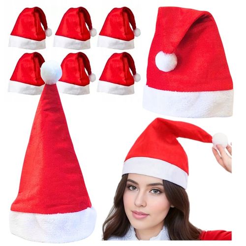 6 x CZAPKA ŚWIĘTEGO MIKOŁAJA z Pomponem Miękka Wysoka Jakość na Arena.pl