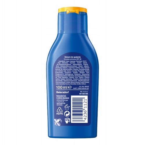 NIVEA SUN PROTECT&MOISTURE Balsam do opalania przeciwsłoneczny SPF 30 100ml na Arena.pl