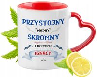 Dla Ignacego Kubek Czerwony Z Uszkiem W Kształcie Serca Na Prezent