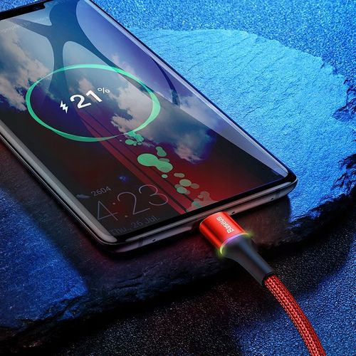 BASEUS PANCERNY SZYBKI KABEL LED USB-C 3A 100CM na Arena.pl
