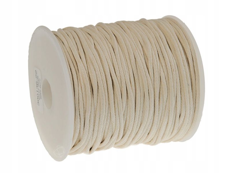 SZNUREK bawełniany woskowany 2mm ecru 50m zdjęcie 1