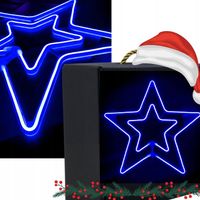GWIAZDA LED NEON OZDOBA ŚWIĄTECZNA 59 CM XXL NIEBIESKA MIGAJĄCA
