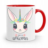 Kubek Czerwony Dzień Dziecka Prezent Im A Unicorn Z Nadrukiem Ze Zdjęciem
