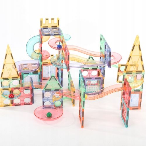 Klocki magnetyczne dla dzieci duże edukacyjne zestaw tor konstrukcyjny 158e na Arena.pl