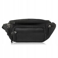 Saszetka męska skórzana nerka biodrowa czarna vintage Paolo Peruzzi