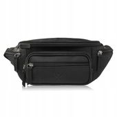 Saszetka męska skórzana nerka biodrowa czarna vintage Paolo Peruzzi