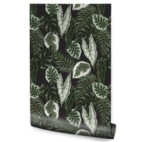 Tapeta Ścienna Ciemnozielone TROPIKALNE Liście Rośliny Abstrakcja Dżungla