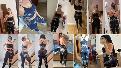 LEGGINSY SPORTOWE CZARNE DAMSKIE PUSH UP KOMPLET Stanik i Leginsy Top GYM L na Arena.pl
