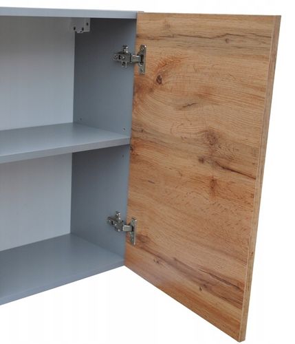 Szafka łazienkowa 70 x 60 cm / szara / dąb wotan / wisząca / do łazienki na Arena.pl