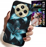 ETUI DO XIAOMI REDMI 14C 4G - TURKUSOWE LILIE KWIATY OBUDOWA + SZKŁO
