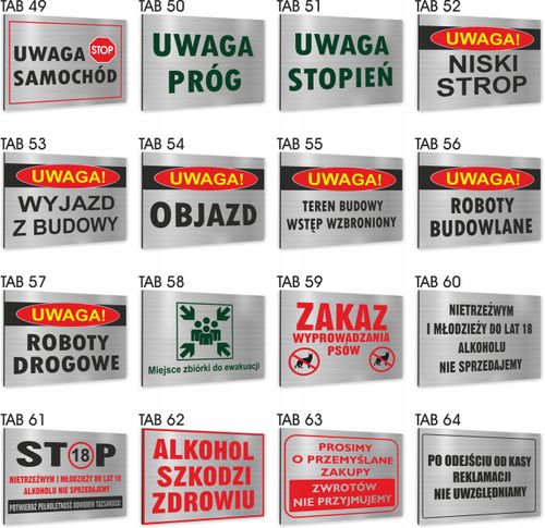 Tabliczka Znak Tablica UWAGA PRÓG nadruk uv na Arena.pl