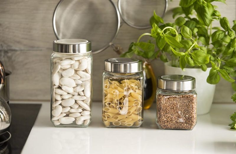 Pojemnik szklany słoik kwadratowy RUBI 1000 ml szary zdjęcie 3