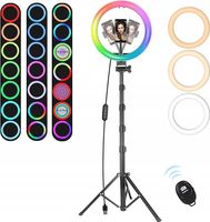 LAMPA PIERŚCIENIOWA MICCYE 180 CM Z TRIPODEM ŚWIATŁO RGB USB