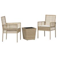 Zestaw Bistro Ogrodowego 3 pcs Beżowy Polirattan