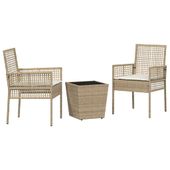 Zestaw Bistro Ogrodowego 3 pcs Beżowy Polirattan