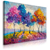 Obraz Do Salonu Kolorowe Drzewa Abstrakcja Malarstwo Las 120cm x 80cm