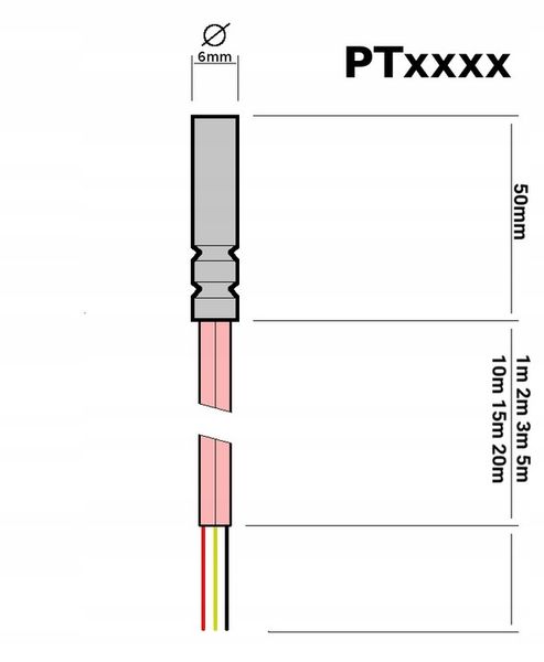 Czujnik Temperatury PT1000 Przewód Silikonowy 2m zdjęcie 5