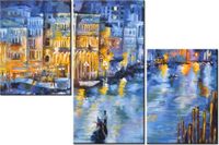 60 90CM OBRAZ 3 ELEM WENECJA NOCĄ ŚCIENNY DRUK PŁÓTNO