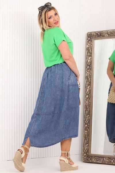Spódnica jeansowa plus size wysoki stan maxi 62 zdjęcie 3