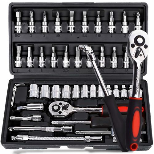 ZESTAW KLUCZY NASADOWYCH NARZĘDZIE NASADOWE GRZECHOTKA NASADKI 46 EL BITY na Arena.pl