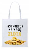Torba Biała Eco Shopper Dla Instruktora Prezent Z Nadrukiem Ze Zdjęciem