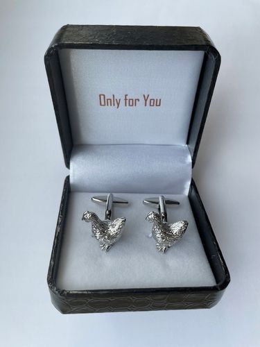 Spinki do mankietów EXC KURA Kurka Nioska Znosząca Złote Jaja w białym Etui na Arena.pl