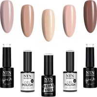 5x NTN Lakier Hybrydowy 5g Brązowy Czekoladowy Beżowy ZESTAW Spring Taupe