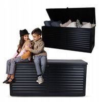 SKRZYNIA OGRODOWA 490 L BALKONOWA KUFER SIEDZISKO DUŻA - COLUMBA CZARNA