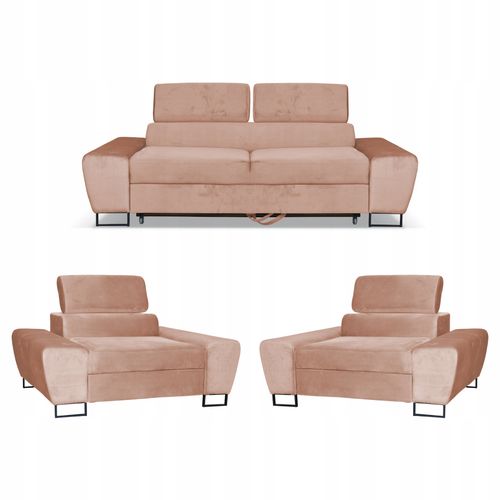 Zestaw mebli wypoczynkowych salonu Bosso Sofa 2os fotele beż Family Meble na Arena.pl