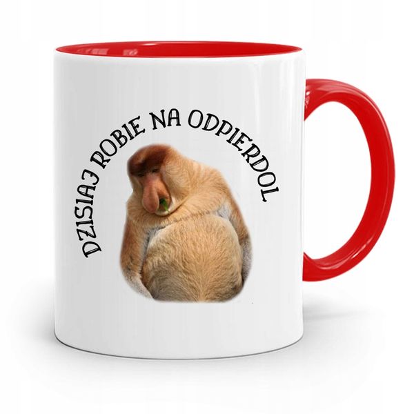 Kubek Czerwony Nosacz Janusz Robie Na Odpierdol Z Nadrukiem Ze Zdjęciem zdjęcie 1
