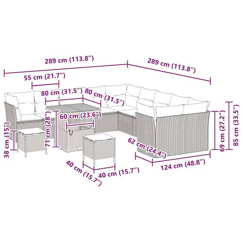 Zestaw Sof na Ogród 13 pcs Beżowy polirattan na Arena.pl