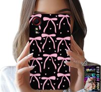 ETUI DO SAMSUNG GALAXY XCOVER 5 - CZARNO RÓŻOWE WSTĄŻKI KOKARDKI WSTĄŻKA