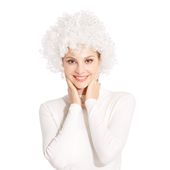 PERUKA AFRO DLA ŚWIĘTEGO MIKOŁAJA BIAŁA STRÓJ ANIOŁKA ANIOŁ PRZEBRANIE