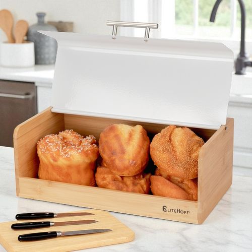 chlebak bambusowy pojemnik na pieczywo e-6068 biały na Arena.pl