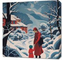 Obraz 60x60cm Matka i Dziecko w Śnieżnej Krainie