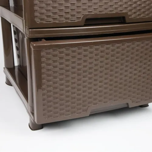 REGAŁ ŁAZIENKOWY BRĄZOWA KOMODA STOJAK SŁUPEK SZAFKA Z 4 KOSZAMI RATTAN na Arena.pl