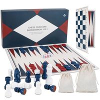 Zestaw Gier Podróżnych 3w1 Szachy Warcaby Backgammon Tryktrak 25 x 25 cm