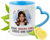 Dla Darii Kubek Błękitny Z Uszkiem W Kształcie Serca Na Prezent Z Nadrukiem