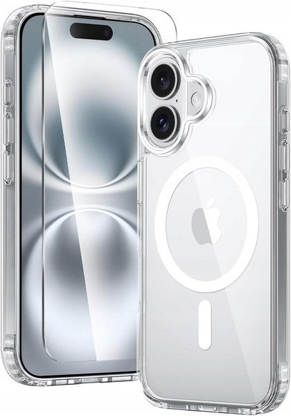 Etui Do iPhone 16 +Szkło 9H WZMACNIANE 360° do MAGSAFE CLEAR CASE zdjęcie 1