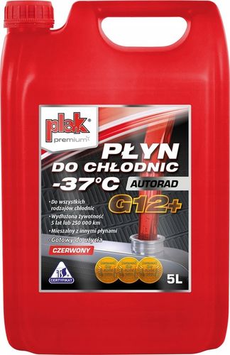 PLAK - AUTORAD - PŁYN DO CHŁODNIC -35°C G12+ - CZERWONY - 5L na Arena.pl