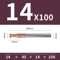 Frez 2-ostrzowy VHM do stali 55 HRC - TiSiN Rozmiar: Ø14x45x14Dx100L